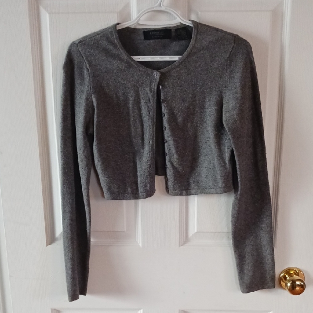 Gray Cropped Cardigan